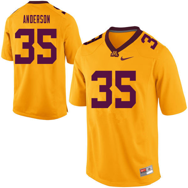 Men #35 Danny Anderson Minnesota Golden Gophers College Football Jerseys Sale-Yellow